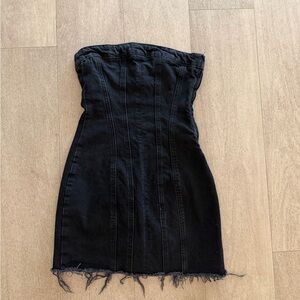 Zara Black Strapless Denim Dress